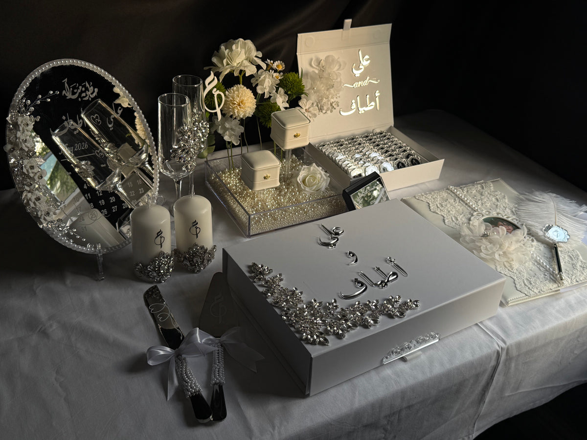 A4 Nikkah bundle - wedding folder - personalised nikkah nama booklet with rhinestones - certificate holder - feather pen