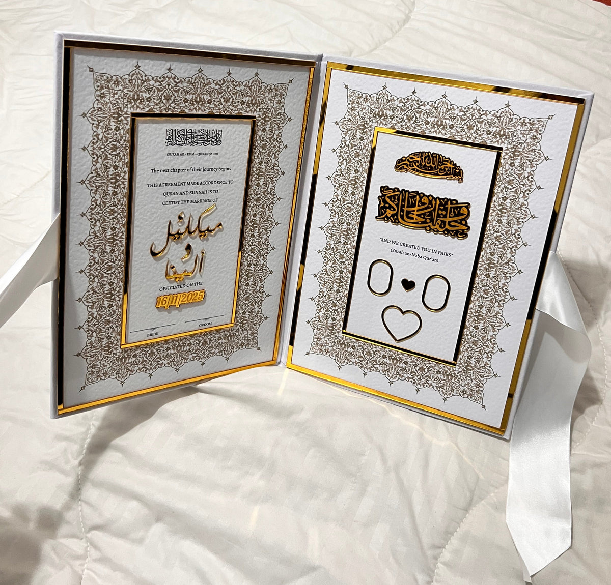 A4 booklet set - personalised wedding velvet folder - certificate holder - acrylic