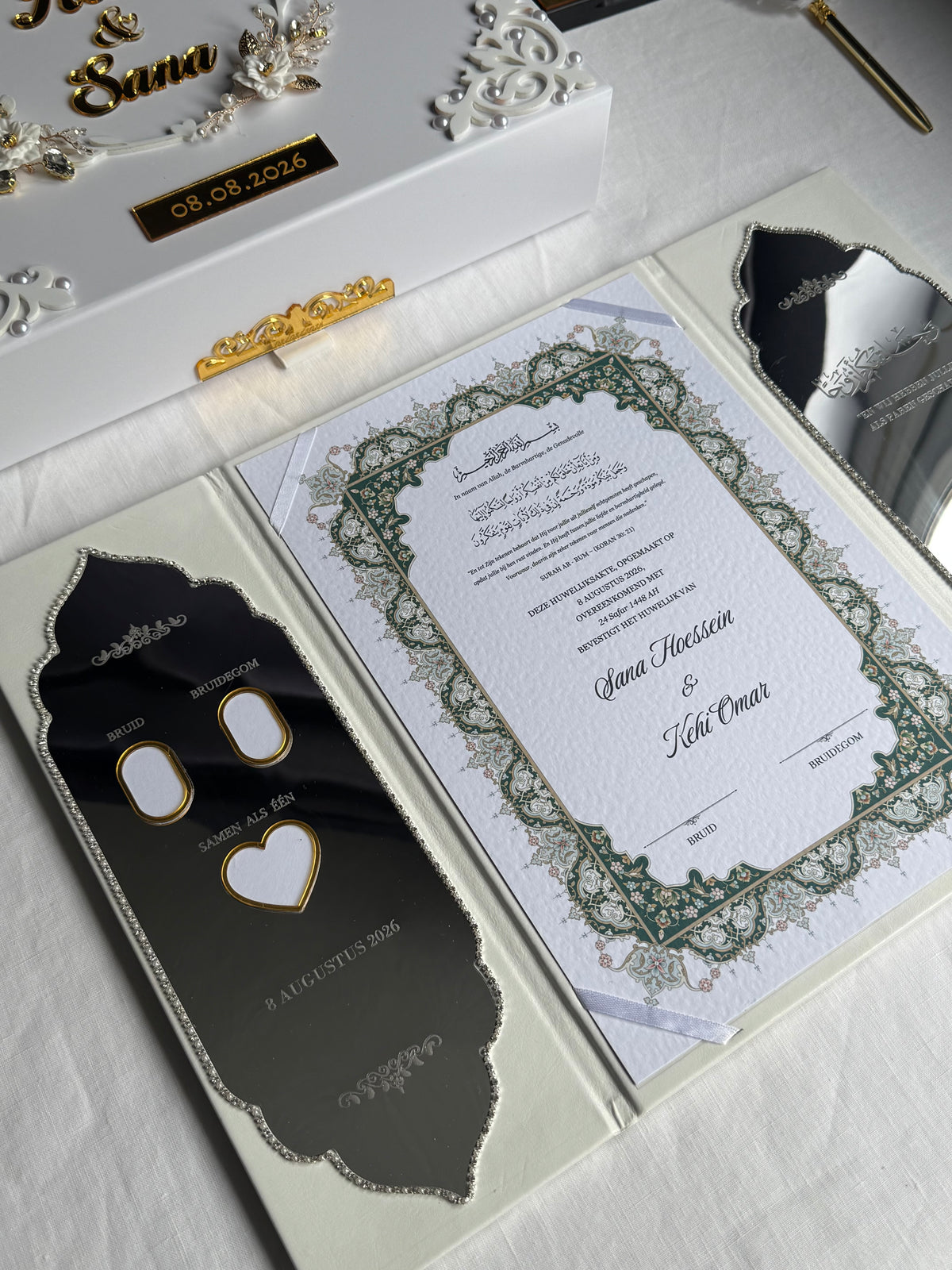 A4 Nikkah bundle - wedding folder - thumb plaque - ring tray - feather pen