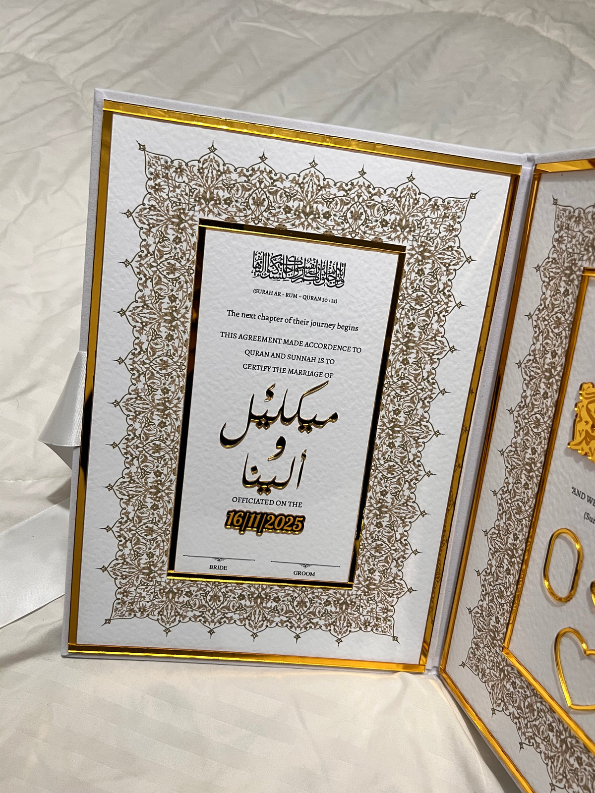 A4 booklet set - personalised wedding velvet folder - certificate holder - acrylic