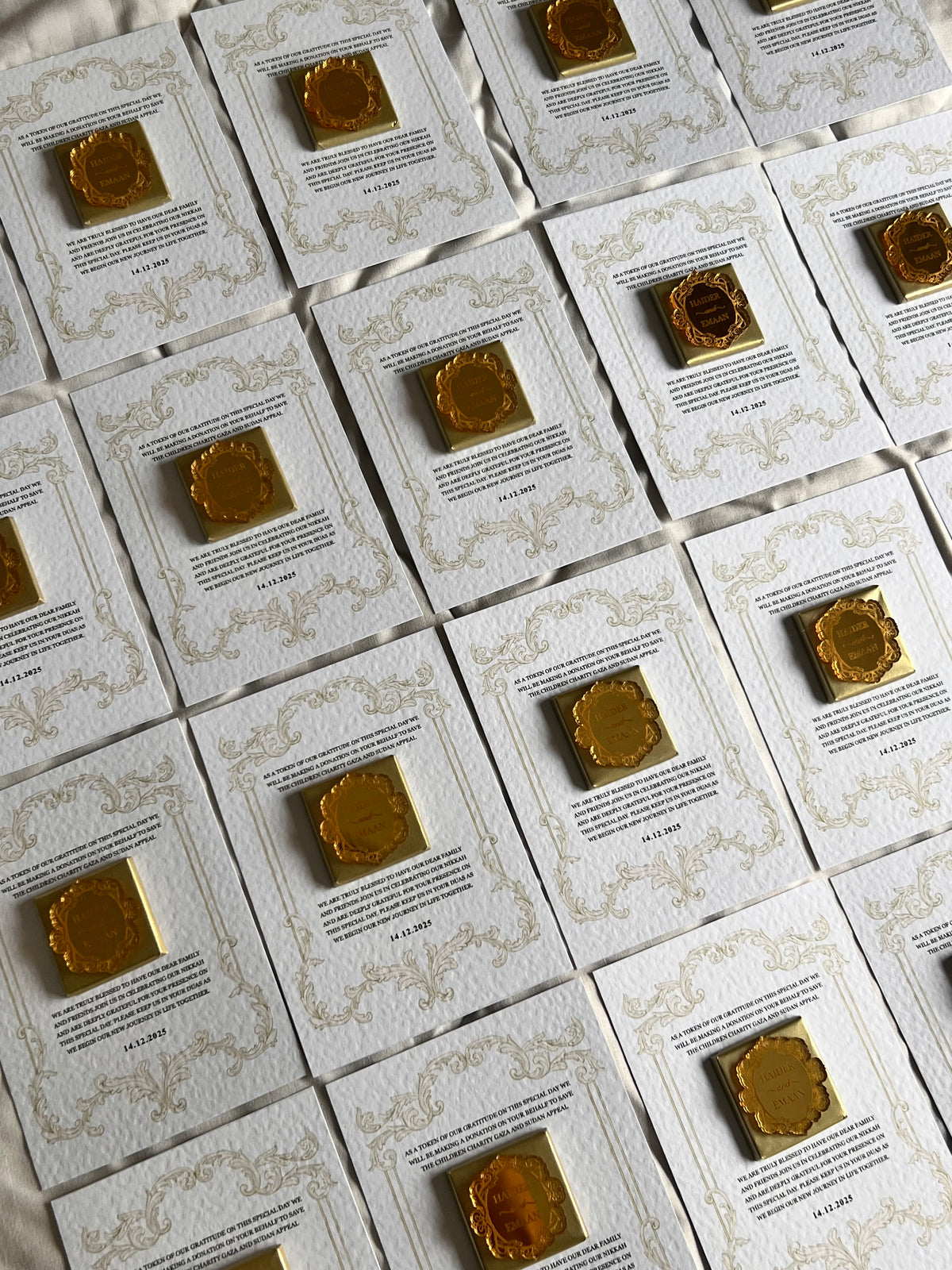 A6 Wedding Favours Chocolate, Luxury Acrylic, hammered card