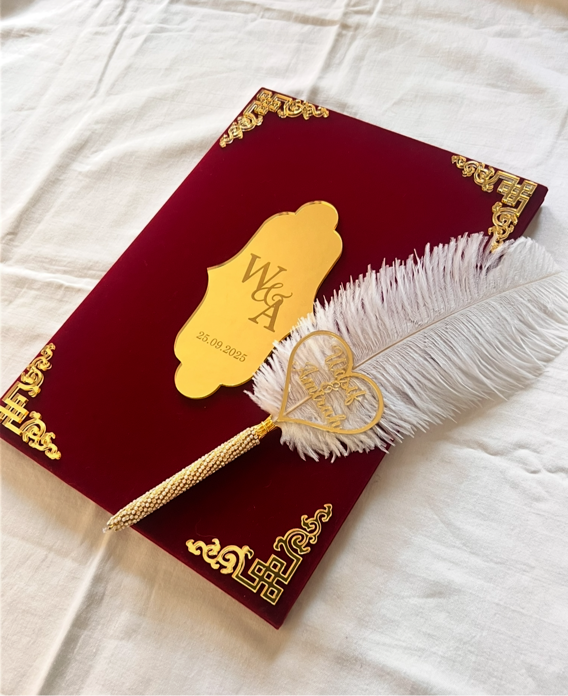A4 booklet set - personalised wedding velvet folder - certificate holder