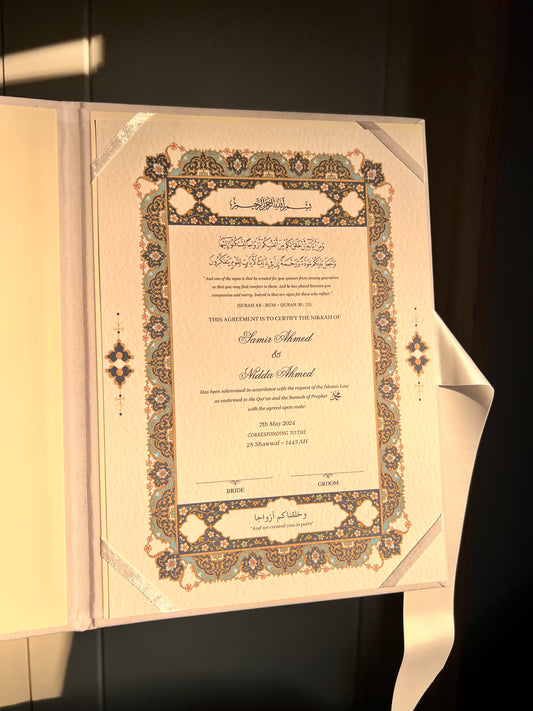 A4/A3 nikkah certificate - feather pen - folder - wedding certificate