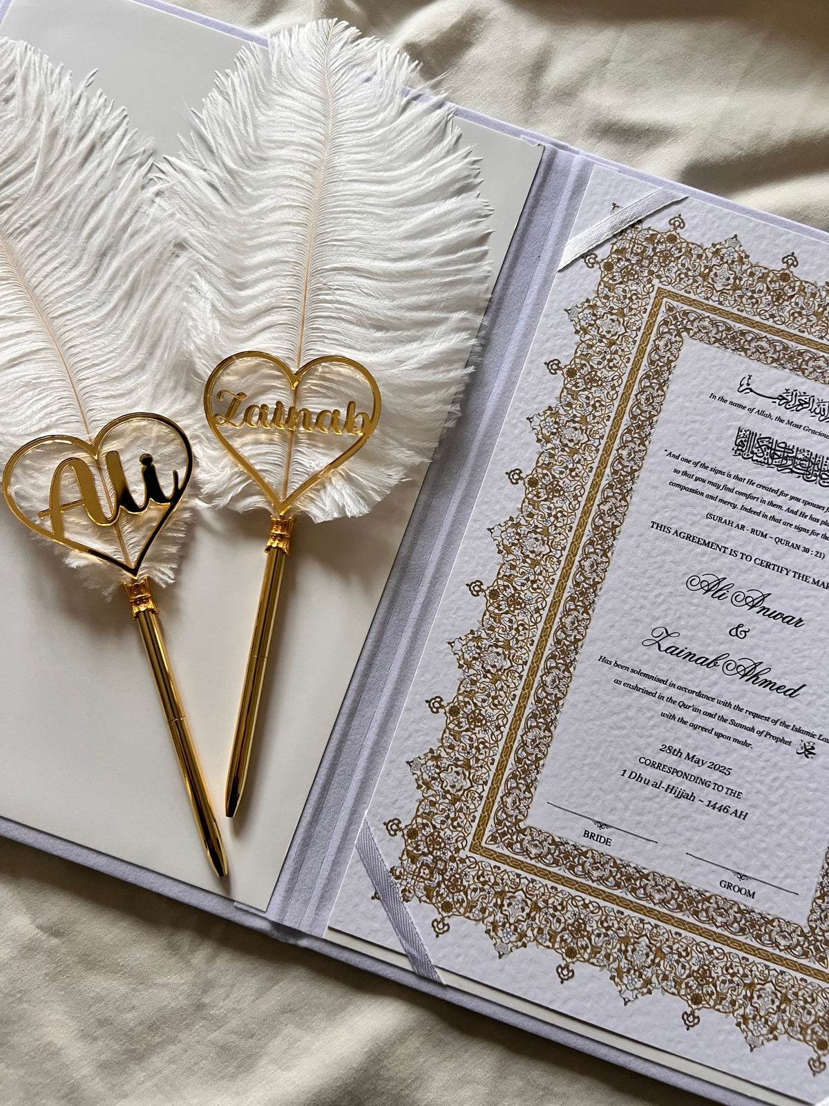 A4 Nikkah booklet - personalised wedding velvet folder - certificate holder