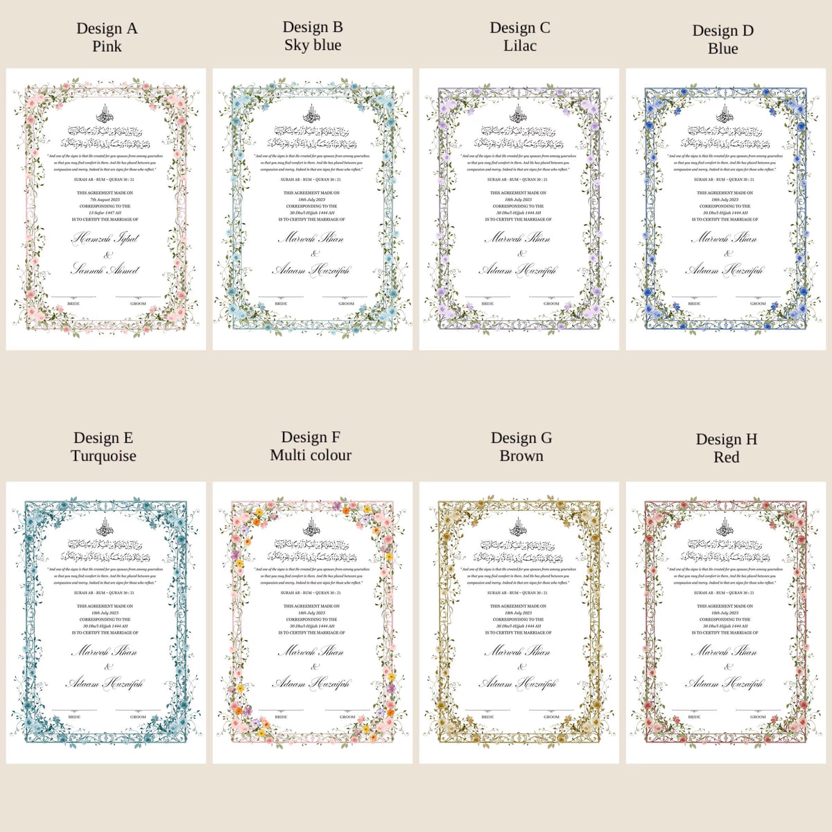 A4 velvet Nikkah booklet - wedding folder - personalised nikkah nama booklet - certificate holder - feather pen