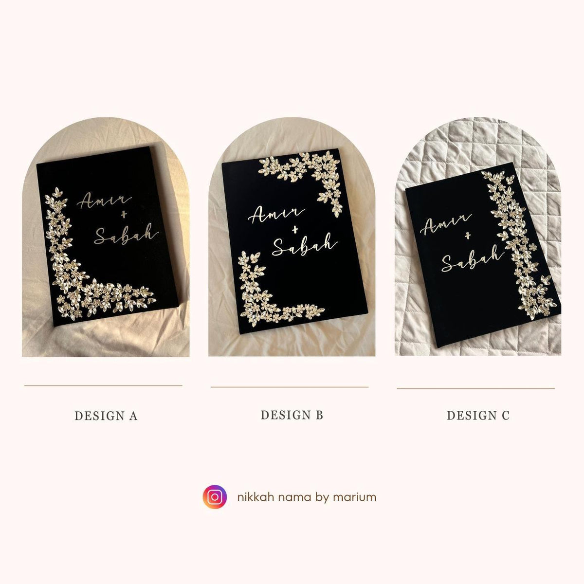 A4 velvet Nikkah booklet - wedding folder - personalised nikkah nama booklet - certificate holder - rhinestones