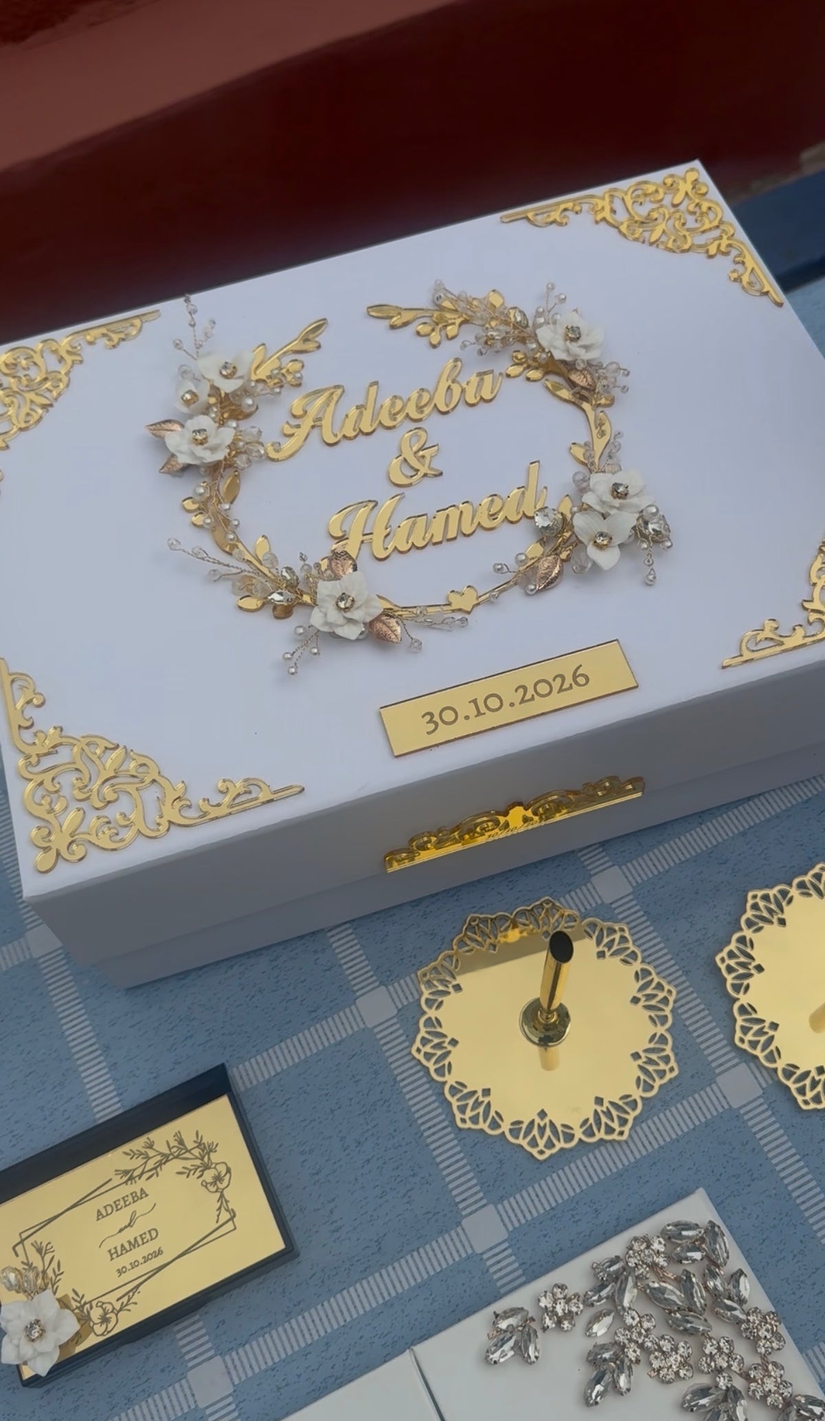 A4 Nikkah bundle - wedding folder - personalised nikkah nama booklet with rhinestones - certificate holder - feather pen