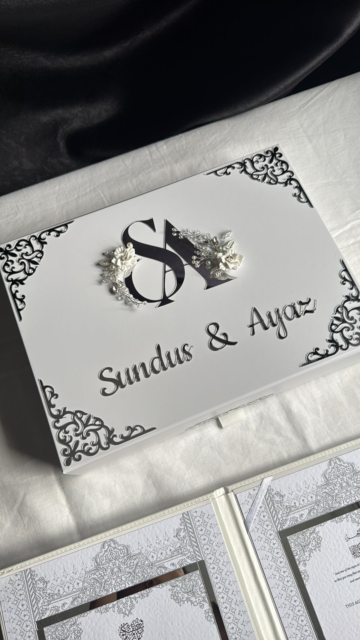 A4 Nikkah bundle - wedding folder - personalised nikkah nama booklet with rhinestones - certificate holder - feather pen