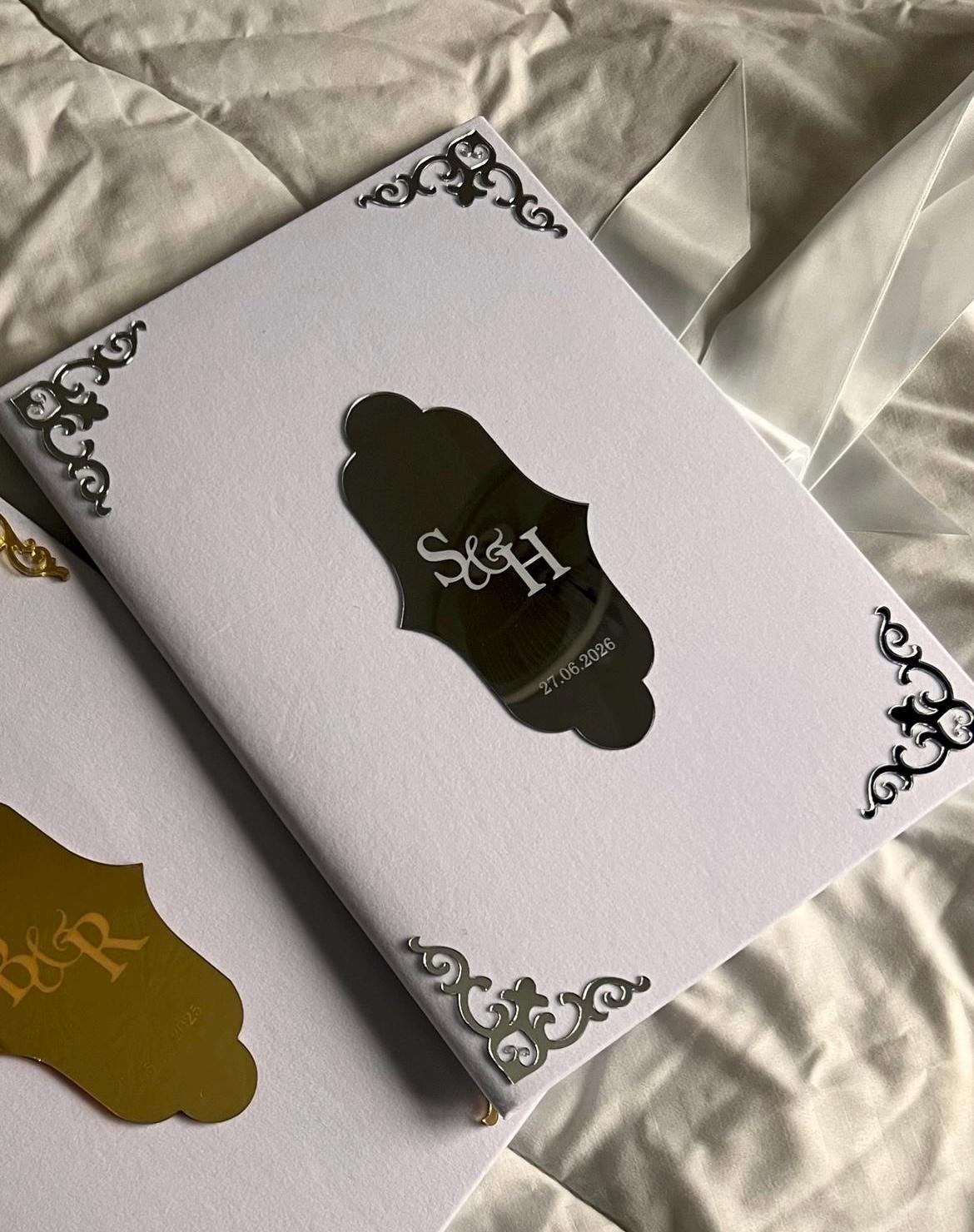 A4 velvet Nikkah booklet - wedding folder - personalised nikkah nama booklet - certificate holder - feather pen