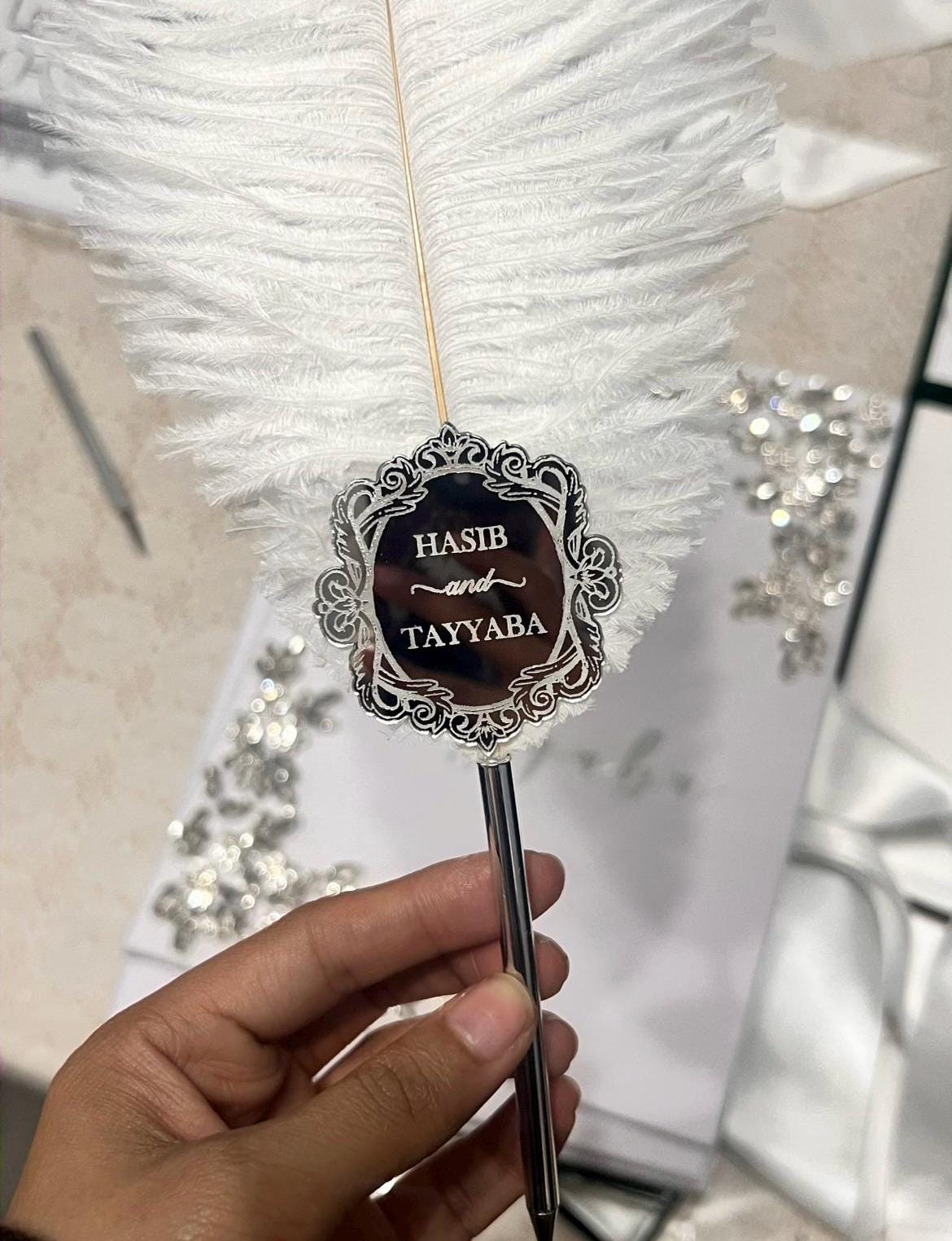 A4 velvet Nikkah booklet - wedding folder - personalised nikkah nama booklet - certificate holder - feather pen