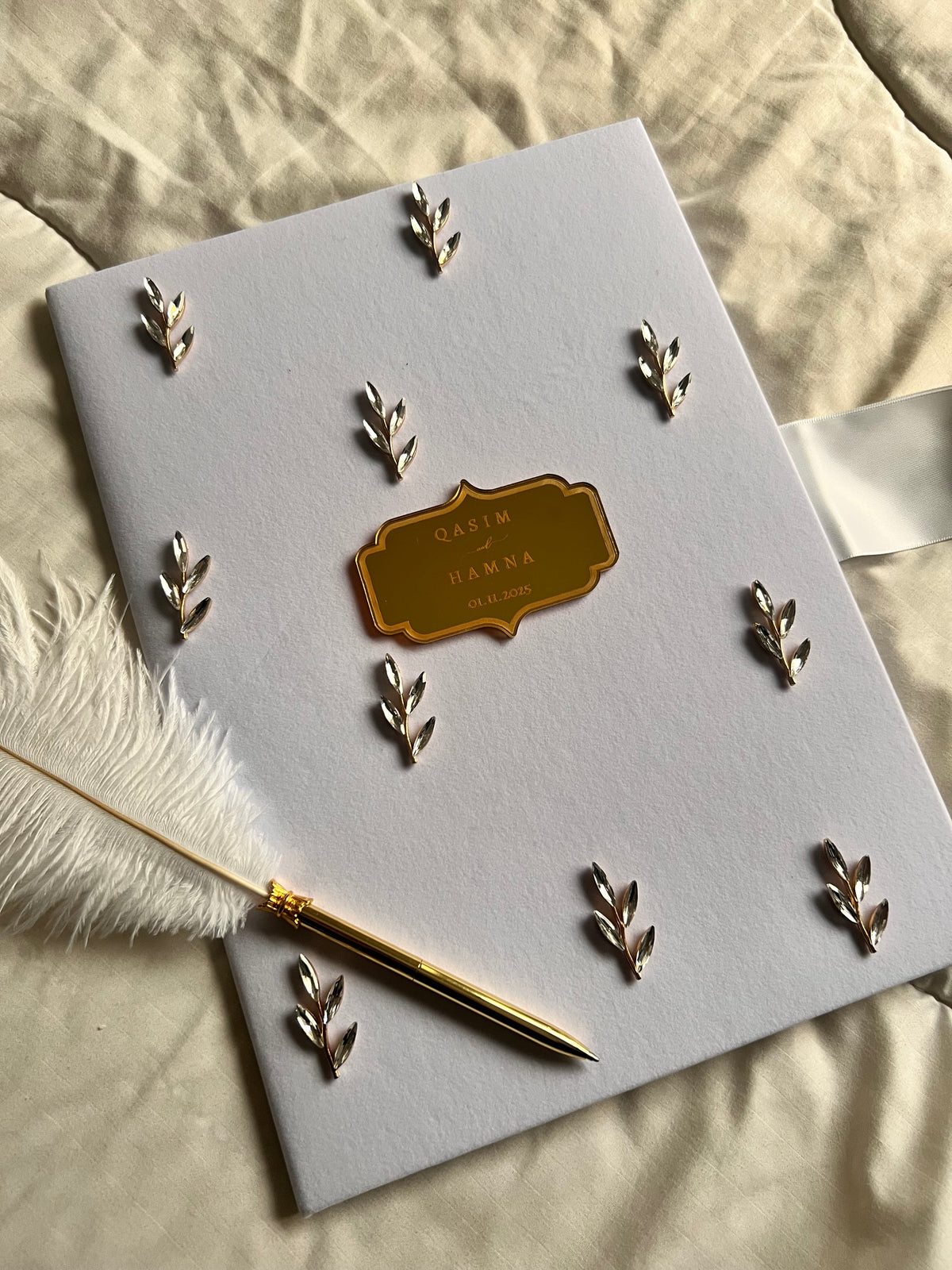 A4 Nikkah booklet - personalised wedding velvet folder - certificate holder - rhinestones