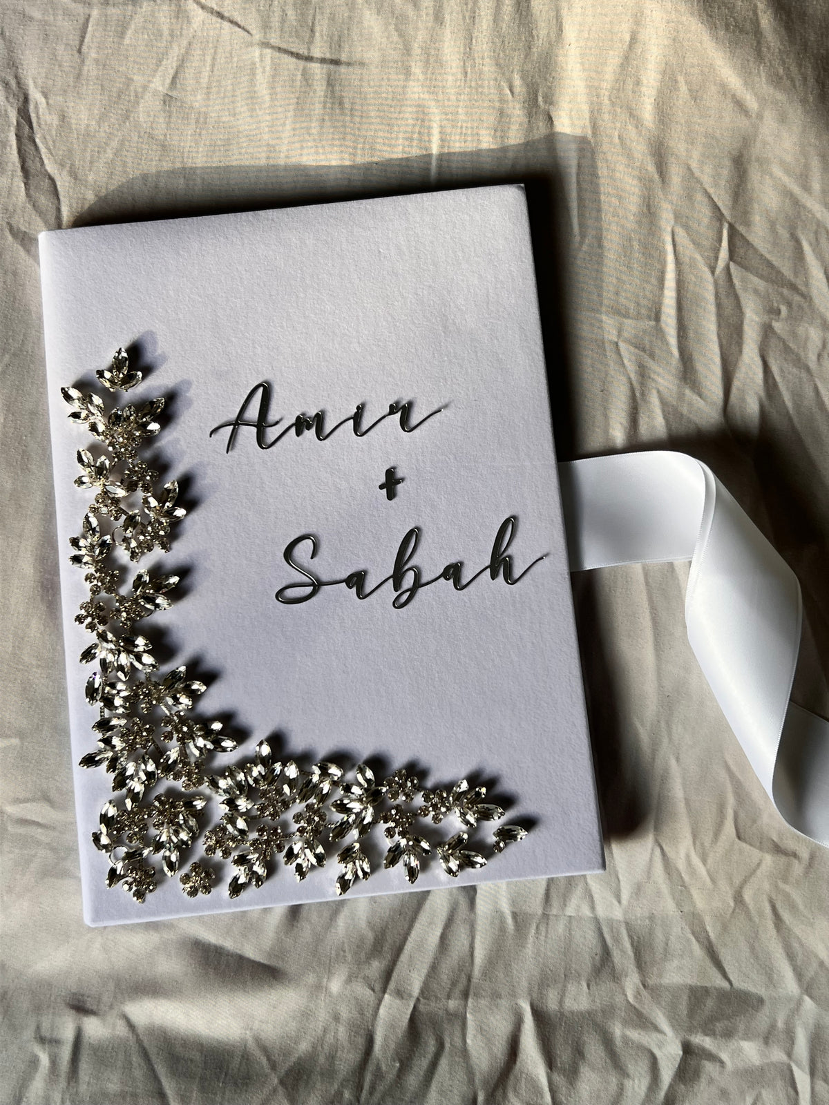A4 Nikkah booklet - personalised wedding velvet folder - certificate holder - rhinestones