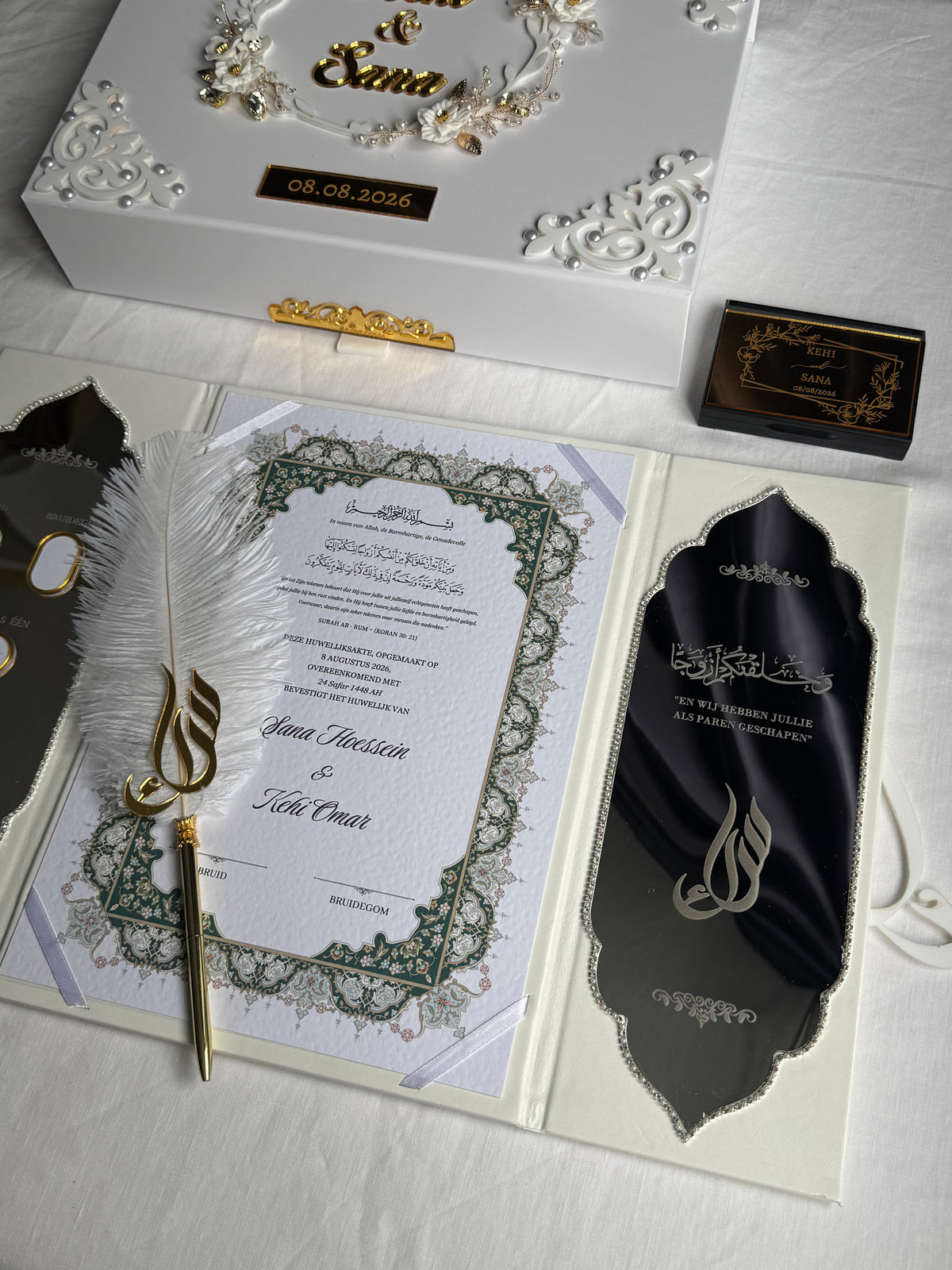 A4 Nikkah bundle - wedding folder - thumb plaque - ring tray - feather pen