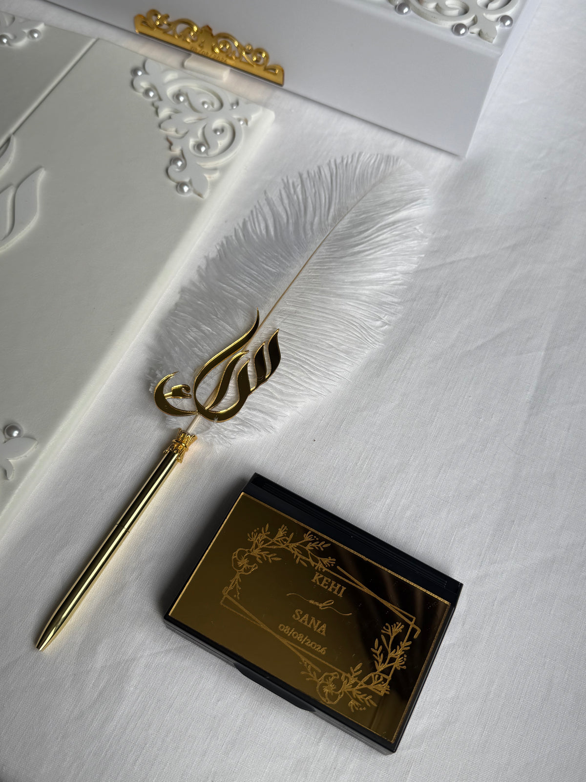 A4 Nikkah bundle - wedding folder - thumb plaque - ring tray - feather pen