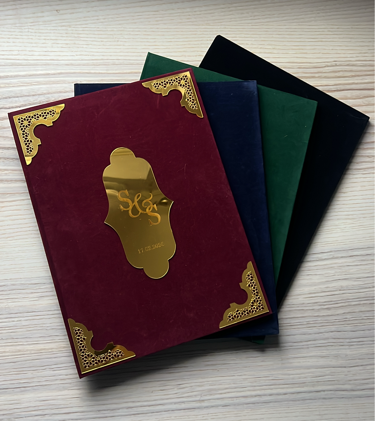 A4 booklet set - personalised wedding velvet folder - certificate holder