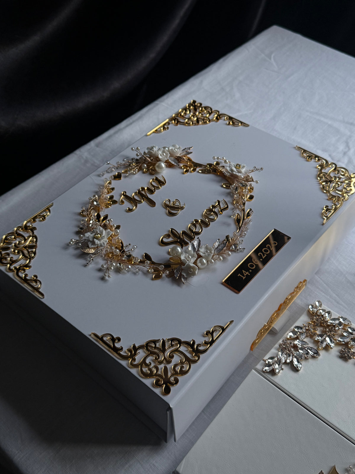 A4 Nikkah bundle - wedding folder - personalised nikkah nama booklet with rhinestones - certificate holder - feather pen