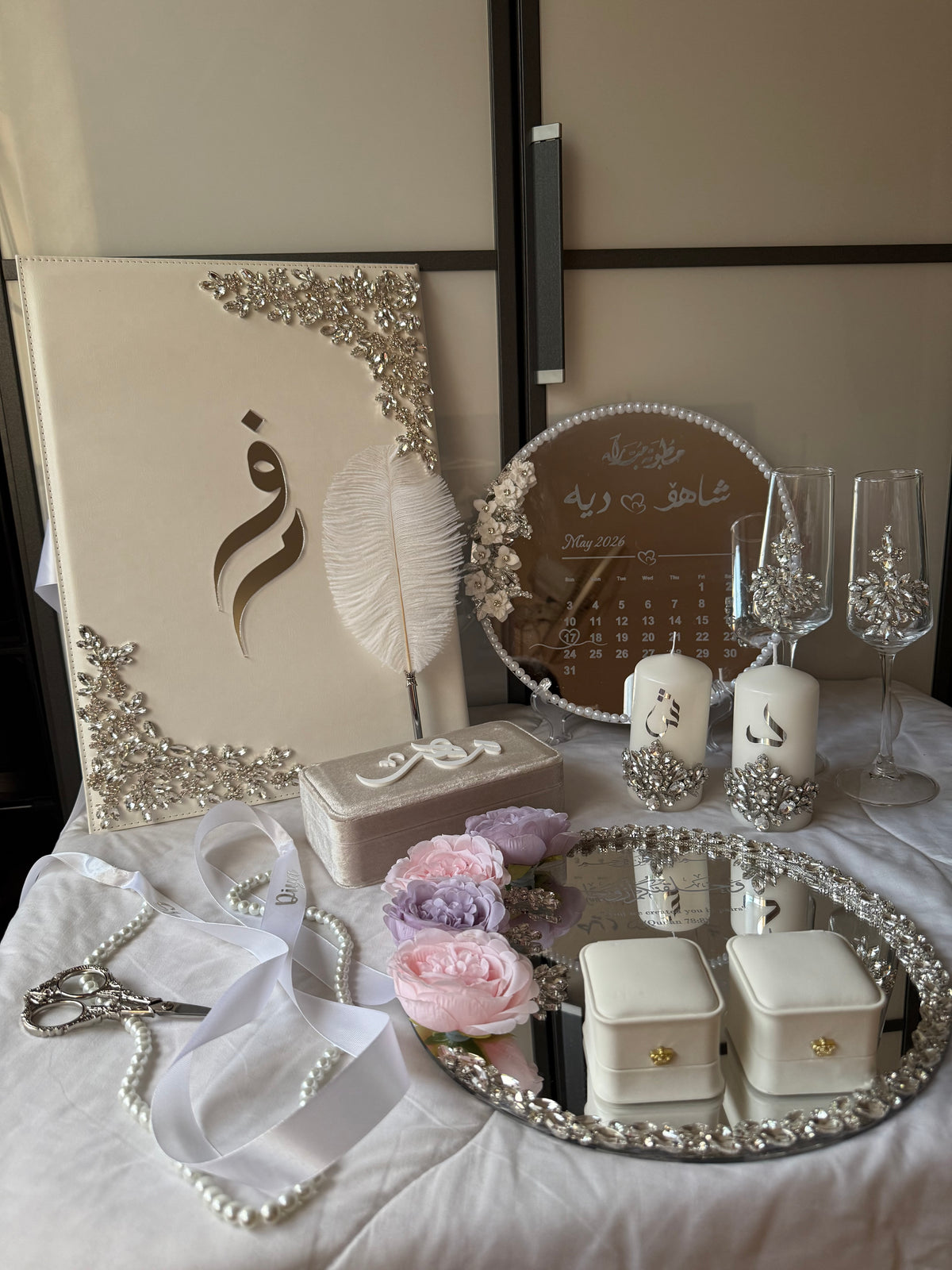 A4 Nikkah bundle - wedding folder - personalised nikkah nama booklet with rhinestones - certificate holder - feather pen