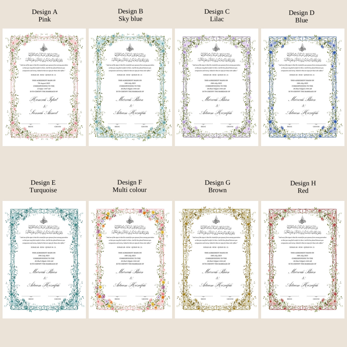 A4/A3 Nikkah Certificate ~ Certificate wedding folder ~ feather pen ~ nikkah booklet