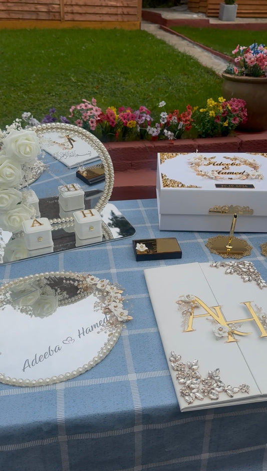 A4 Nikkah bundle - wedding folder - personalised nikkah nama booklet with rhinestones - certificate holder - feather pen