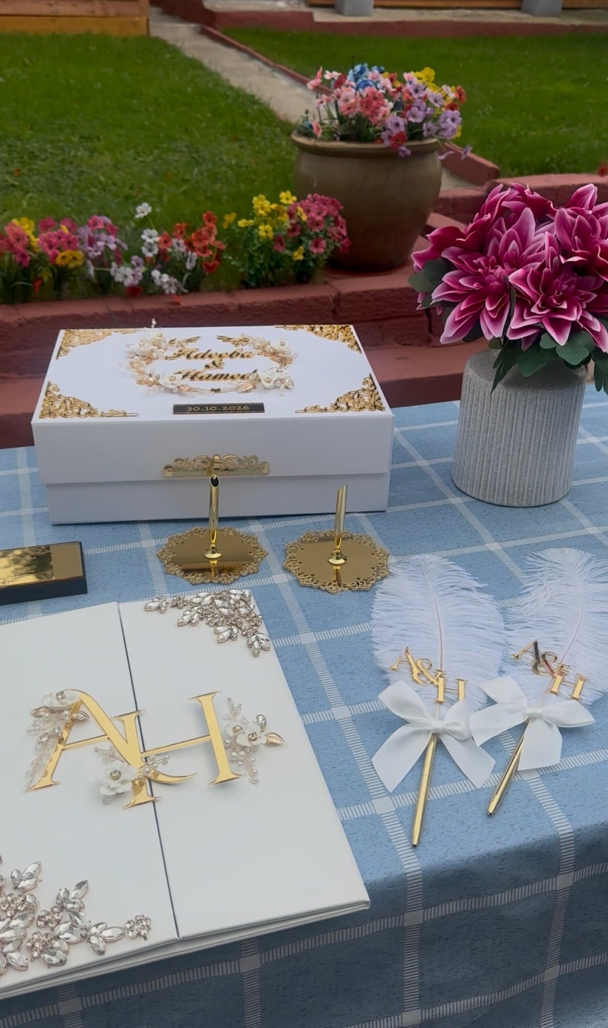 A4 Nikkah bundle - wedding folder - personalised nikkah nama booklet with rhinestones - certificate holder - feather pen