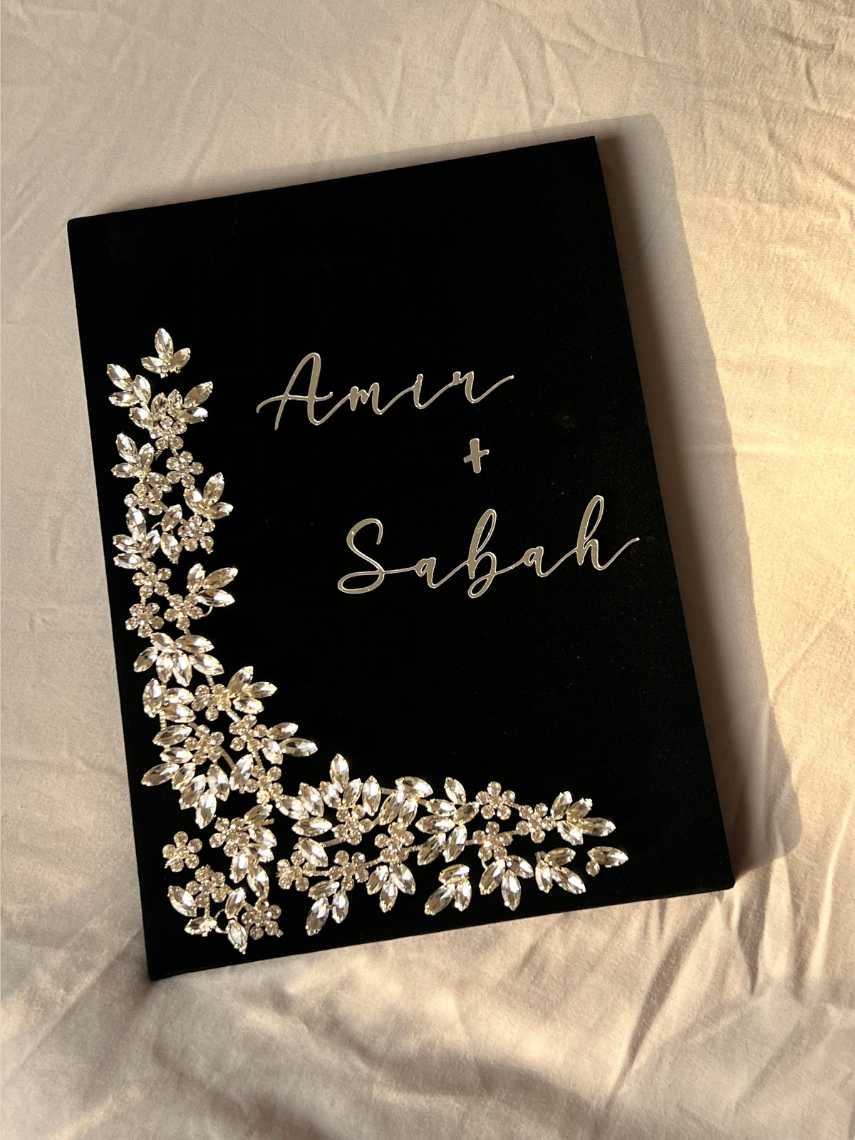 A4 Nikkah booklet - personalised wedding velvet folder - certificate holder - rhinestones