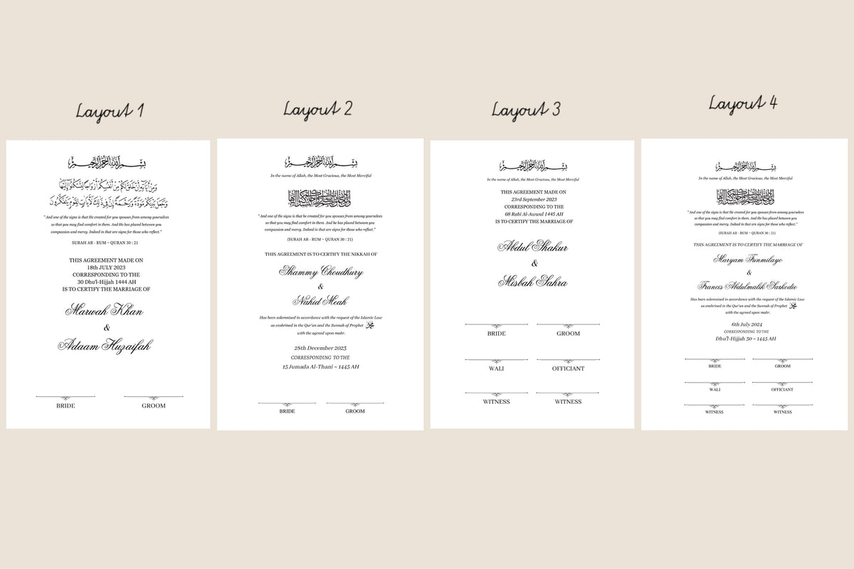 A4/A3 nikkah certificate - feather pen - folder - wedding certificate