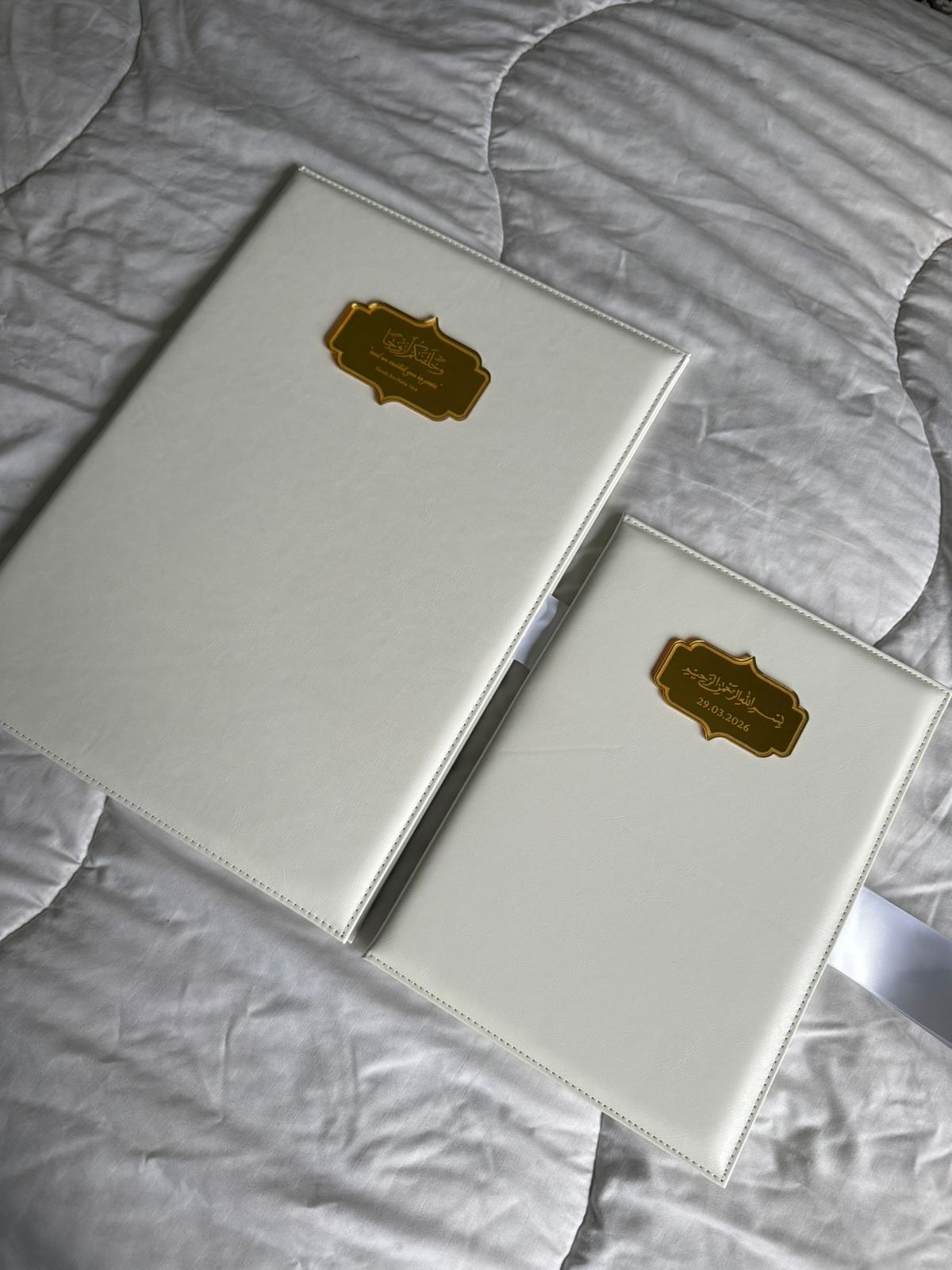 A4 velvet padded folder - wedding folder - certificate holder - feather pen