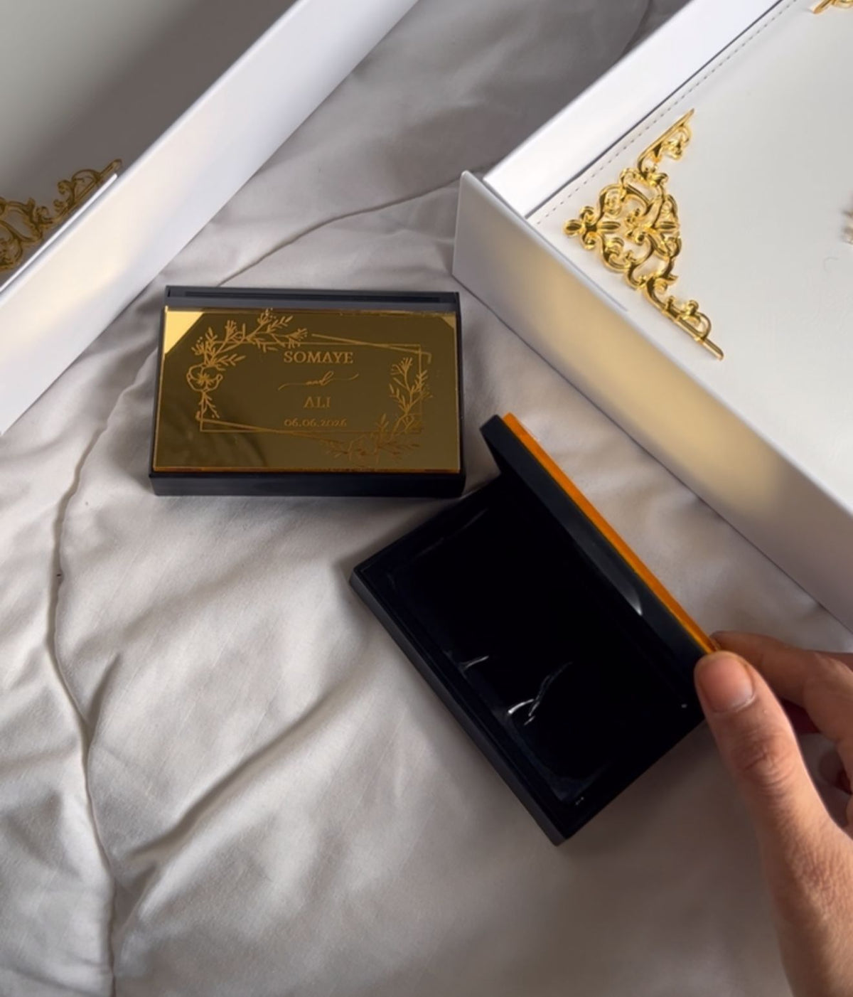 A4 booklet set - personalised wedding velvet folder - certificate holder - acrylic